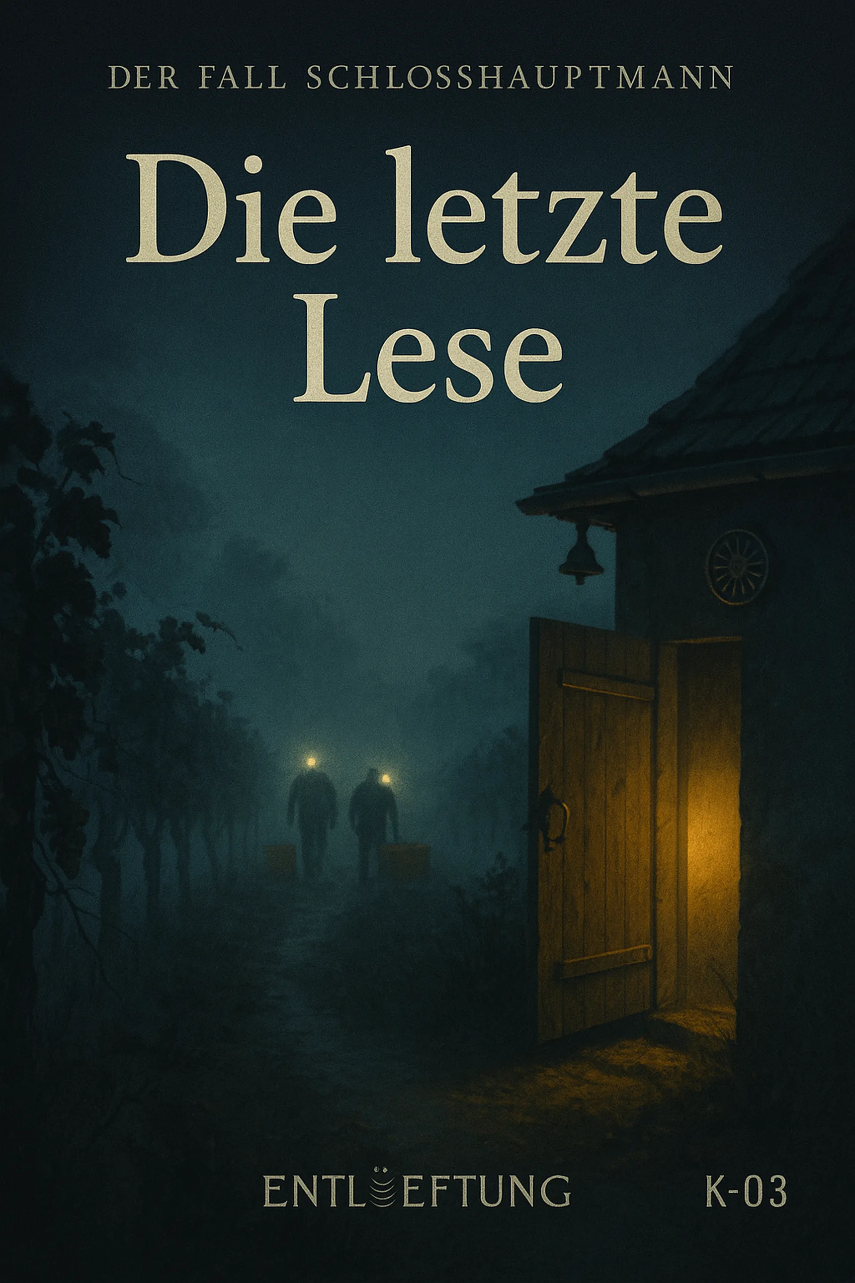 Cover Folge 5 „Die letzte Lese“ – Nachtlese im Nebel, Pumpenhaus-Tür, Stirnlampenlicht