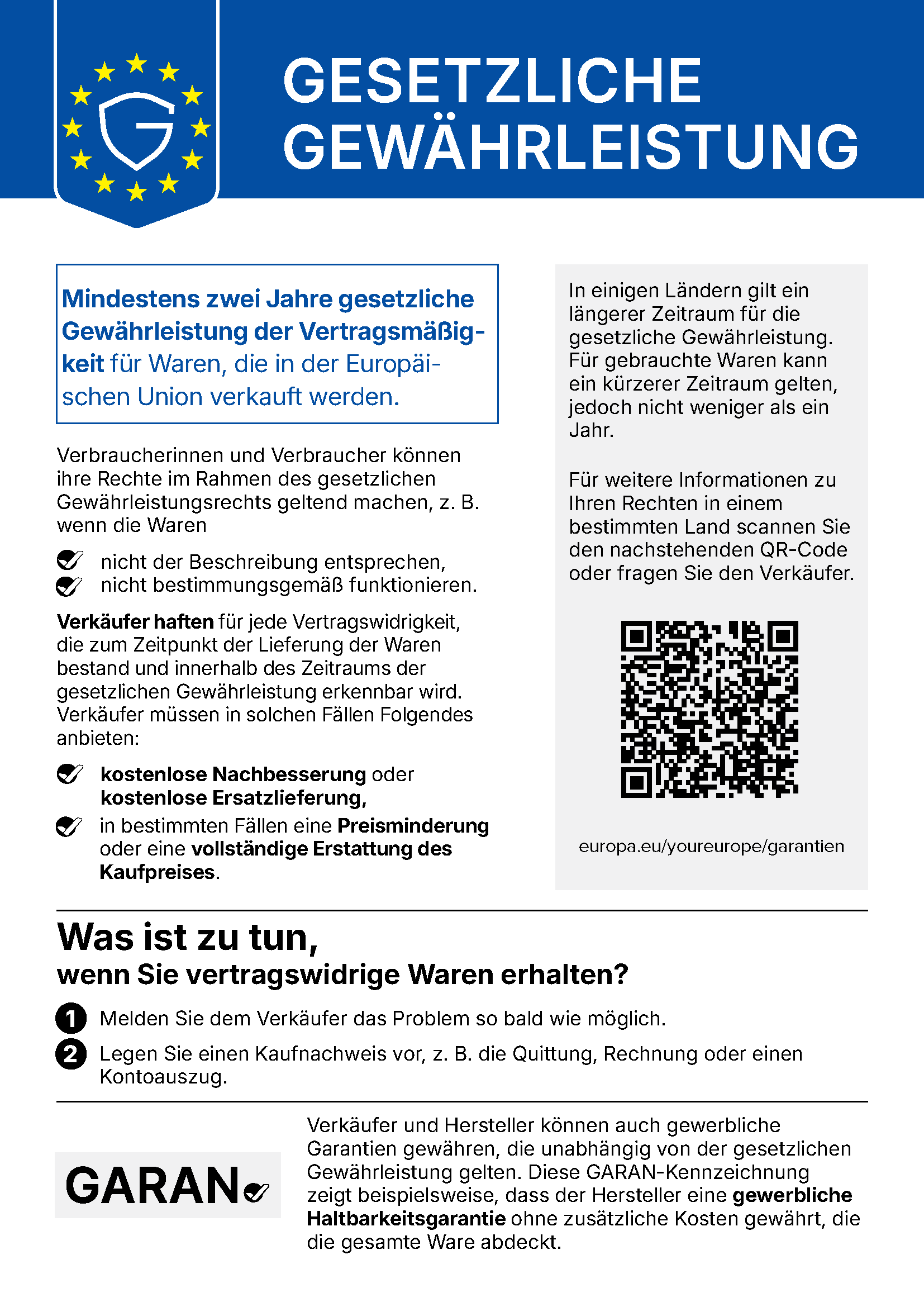 EU-Mitteilung über das gesetzliche Gewährleistungsrecht